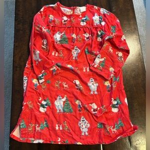 Pottery Barn flannel Rudolph print nightgown size 8